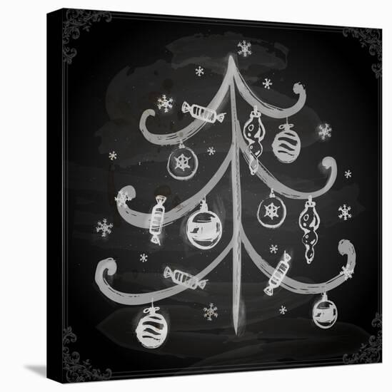 Doodle Christmas Tree with Balls for Xmas Design-Ozerina Anna-Stretched Canvas