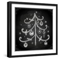 Doodle Christmas Tree with Balls for Xmas Design-Ozerina Anna-Framed Art Print