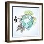 Doodle Image Of Earth And Environment-Pixelcraft-Framed Art Print