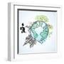 Doodle Image Of Earth And Environment-Pixelcraft-Framed Art Print