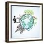 Doodle Image Of Earth And Environment-Pixelcraft-Framed Art Print