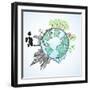 Doodle Image Of Earth And Environment-Pixelcraft-Framed Art Print