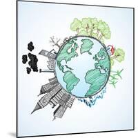 Doodle Image Of Earth And Environment-Pixelcraft-Mounted Art Print