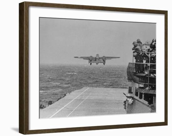 Doolittle Raid on Tokyo,B-25 Leaves USS Hornet-null-Framed Photographic Print