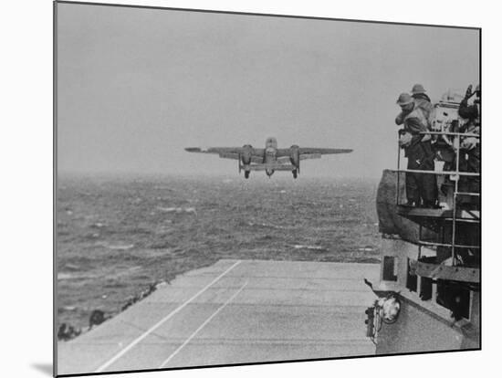 Doolittle Raid on Tokyo,B-25 Leaves USS Hornet-null-Mounted Photographic Print