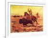 Doomed - Indian Hunting Buffalo-Charles Shreyvogel-Framed Art Print