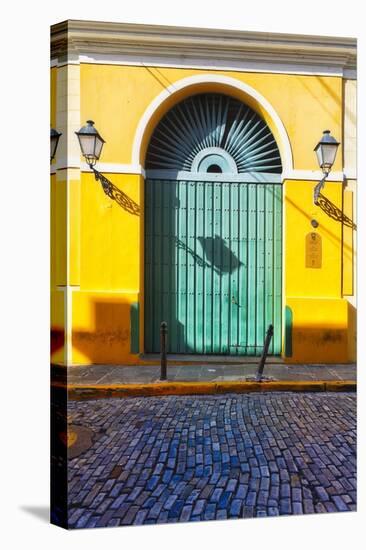 Door and Cobblestone, Old San Juan, Puerto Rico-George Oze-Stretched Canvas