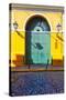 Door and Cobblestone, Old San Juan, Puerto Rico-George Oze-Stretched Canvas