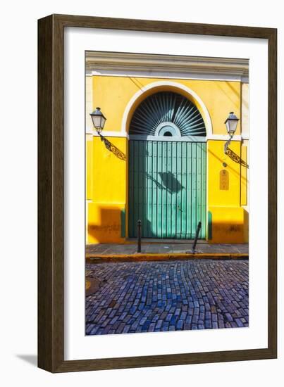 Door and Cobblestone, Old San Juan, Puerto Rico-George Oze-Framed Photographic Print