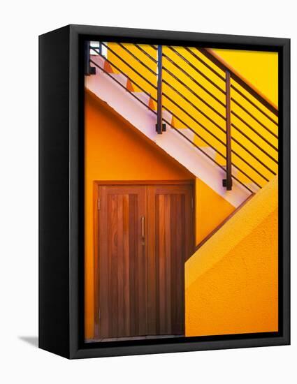 Door at the Bottom of a Stairway in Southern Ireland-Tom Haseltine-Framed Stretched Canvas