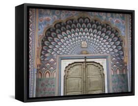 Door, City Palace, Jaipur, Rajasthan, India, Asia-Wendy Connett-Framed Stretched Canvas