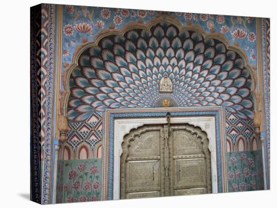 Door, City Palace, Jaipur, Rajasthan, India, Asia-Wendy Connett-Stretched Canvas