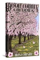 Door County, Wisconsin - Cherry Blossoms-Lantern Press-Stretched Canvas