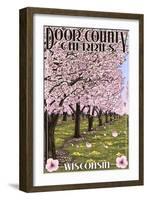 Door County, Wisconsin - Cherry Blossoms-Lantern Press-Framed Art Print