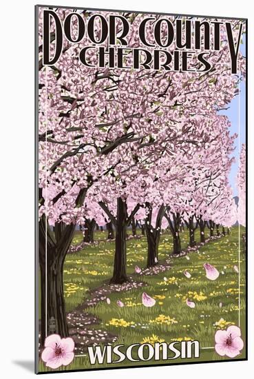 Door County, Wisconsin - Cherry Blossoms-Lantern Press-Mounted Art Print