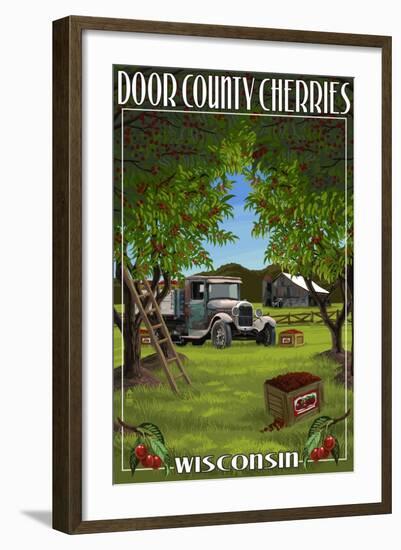 Door County, Wisconsin - Cherry Harvest-Lantern Press-Framed Art Print