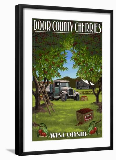 Door County, Wisconsin - Cherry Harvest-Lantern Press-Framed Art Print