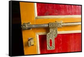 Door Detail at Khumbjung Solukhumbu, Mt Everest, Himalayas, Nepal-Bill Bachmann-Framed Stretched Canvas