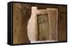 Door in Oasis Town of Al Qasr in Western Desert of Egypt with Old Town-Peter Adams-Framed Stretched Canvas