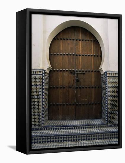 Door in the Quartier Des Andalous, Medina, Fes El Bali, Fez, Morocco, North Africa, Africa-Bruno Morandi-Framed Stretched Canvas