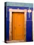 Door on Colorful Blue House, Guanajuato, Mexico-Julie Eggers-Stretched Canvas