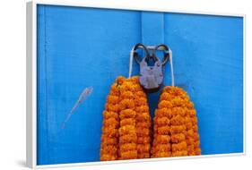 Door, Padlock and Flower Garlands, Kolkata (Calcutta), West Bengal, India, Asia-Bruno Morandi-Framed Photographic Print