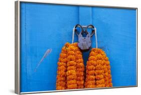 Door, Padlock and Flower Garlands, Kolkata (Calcutta), West Bengal, India, Asia-Bruno Morandi-Framed Photographic Print