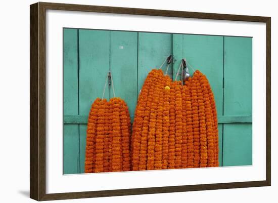 Door, Padlock and Flower Garlands, Kolkata (Calcutta), West Bengal, India, Asia-Bruno Morandi-Framed Photographic Print