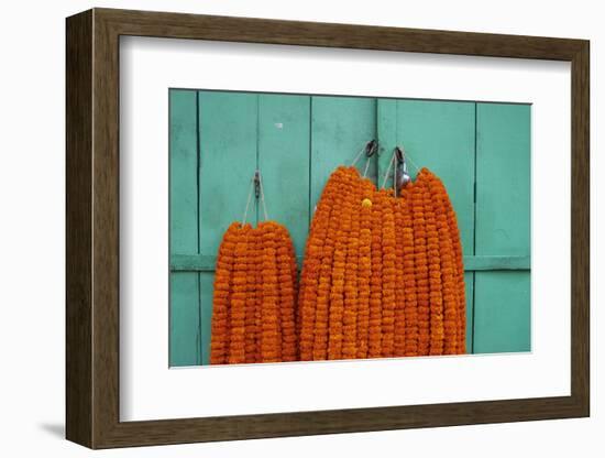 Door, Padlock and Flower Garlands, Kolkata (Calcutta), West Bengal, India, Asia-Bruno Morandi-Framed Photographic Print