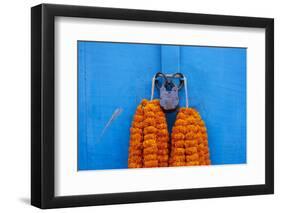 Door, Padlock and Flower Garlands, Kolkata (Calcutta), West Bengal, India, Asia-Bruno Morandi-Framed Photographic Print