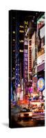 Door Posters - NYC Urban Scene with Yellow Taxis by Night - 42nd Street and Times Square-Philippe Hugonnard-Stretched Canvas