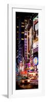 Door Posters - NYC Urban Scene with Yellow Taxis by Night - 42nd Street and Times Square-Philippe Hugonnard-Framed Photographic Print