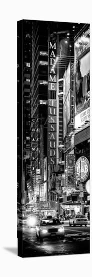 Door Posters - NYC Urban Scene with Yellow Taxis by Night - 42nd Street and Times Square-Philippe Hugonnard-Stretched Canvas