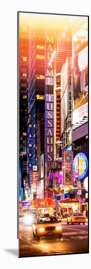 Door Posters - NYC Urban Scene with Yellow Taxis by Night - 42nd Street and Times Square-Philippe Hugonnard-Mounted Photographic Print