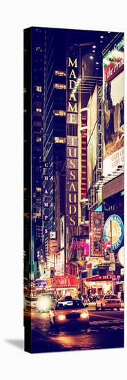 Door Posters - NYC Urban Scene with Yellow Taxis by Night - 42nd Street and Times Square-Philippe Hugonnard-Stretched Canvas