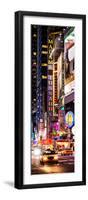 Door Posters - NYC Urban Scene with Yellow Taxis by Night - 42nd Street and Times Square-Philippe Hugonnard-Framed Photographic Print