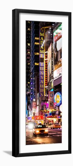 Door Posters - NYC Urban Scene with Yellow Taxis by Night - 42nd Street and Times Square-Philippe Hugonnard-Framed Photographic Print