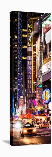 Door Posters - NYC Urban Scene with Yellow Taxis by Night - 42nd Street and Times Square-Philippe Hugonnard-Stretched Canvas