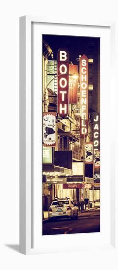 Door Posters - The Booth Theatre at Broadway - Urban Street Scene by Night with a NYPD Police Car-Philippe Hugonnard-Framed Photographic Print