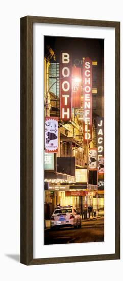 Door Posters - The Booth Theatre at Broadway - Urban Street Scene by Night with a NYPD Police Car-Philippe Hugonnard-Framed Photographic Print