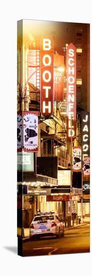 Door Posters - The Booth Theatre at Broadway - Urban Street Scene by Night with a NYPD Police Car-Philippe Hugonnard-Stretched Canvas