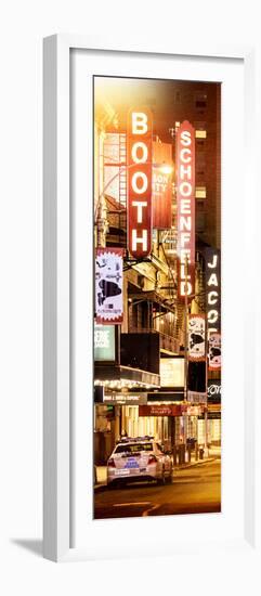 Door Posters - The Booth Theatre at Broadway - Urban Street Scene by Night with a NYPD Police Car-Philippe Hugonnard-Framed Photographic Print