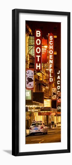 Door Posters - The Booth Theatre at Broadway - Urban Street Scene by Night with a NYPD Police Car-Philippe Hugonnard-Framed Photographic Print