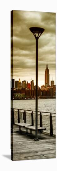 Door Posters - View of Manhattan with the Empire State Building a Jetty in Brooklyn-Philippe Hugonnard-Stretched Canvas