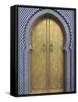 Door, Royal Palace Gates, Fez, Morocco, North Africa, Africa-Vincenzo Lombardo-Framed Stretched Canvas