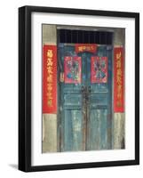 Door with Chinese Art and Characters, Xingping, Guangxi Province, China, Asia-Jochen Schlenker-Framed Photographic Print