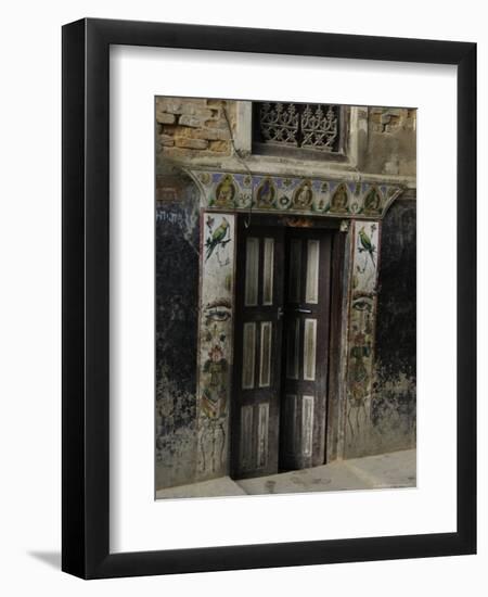Door with Eyes, Nepal-Michael Brown-Framed Premium Photographic Print