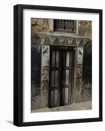 Door with Eyes, Nepal-Michael Brown-Framed Photographic Print