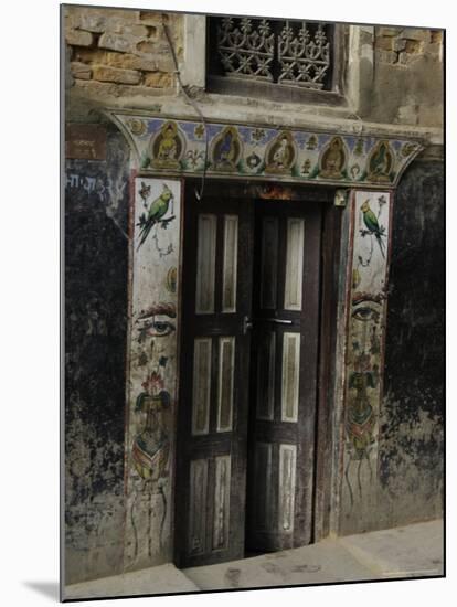 Door with Eyes, Nepal-Michael Brown-Mounted Photographic Print