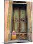 Doors and Broom, Ardez, Switzerland, Europe-John Miller-Mounted Photographic Print